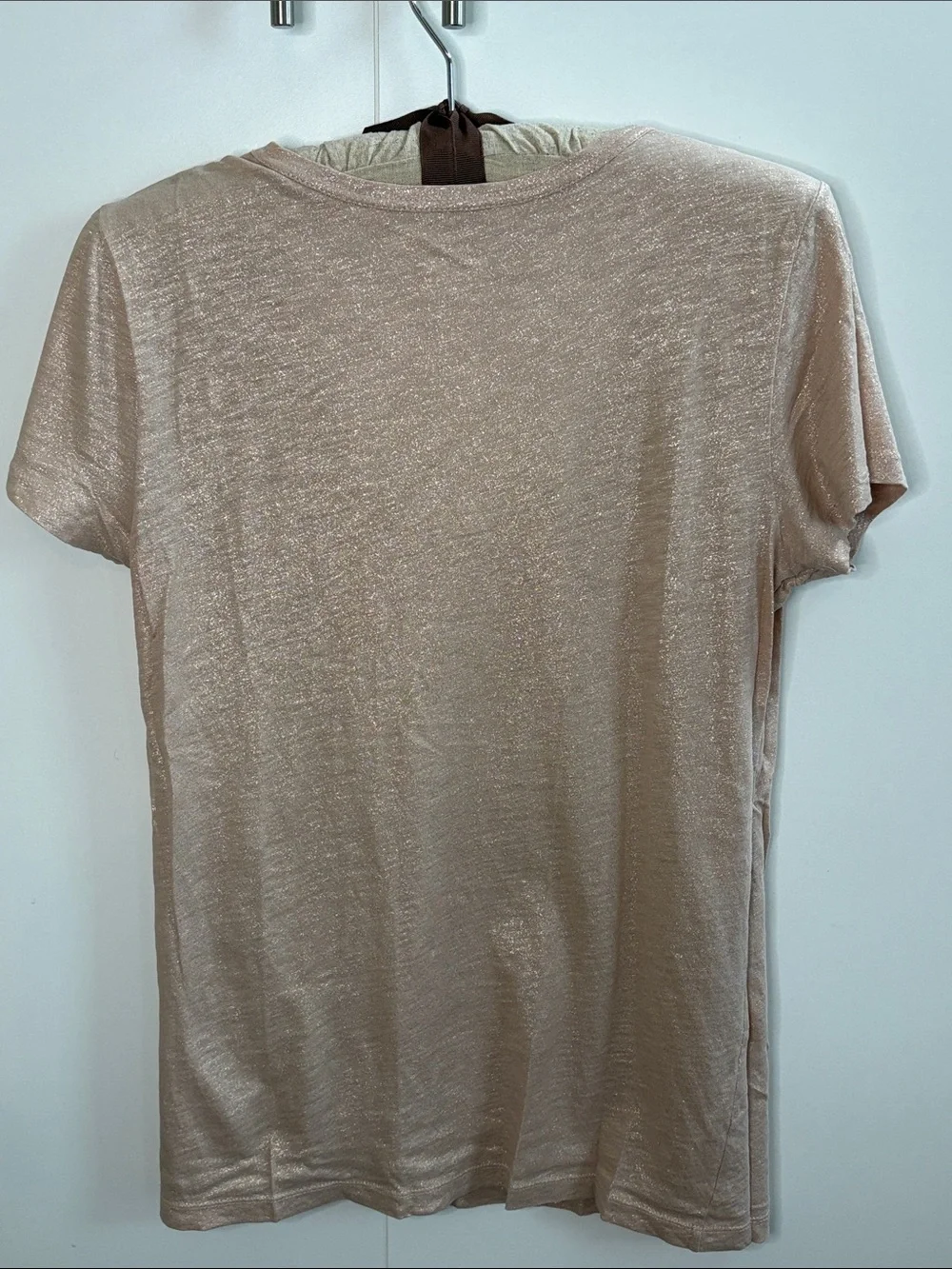 J. Crew Vintage Metallic V-Neck Short Sleeve Tee in Rose Gold S